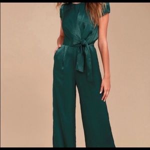 Wide leg green jumpsuit from Lulus.